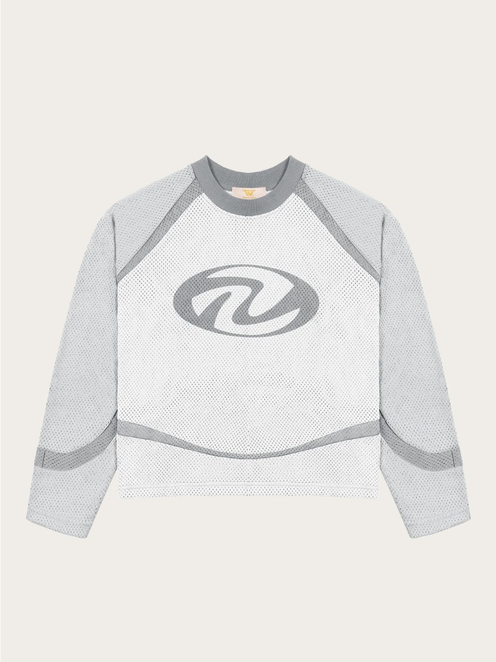 Men's Grey & White Mesh Crewneck Jersey